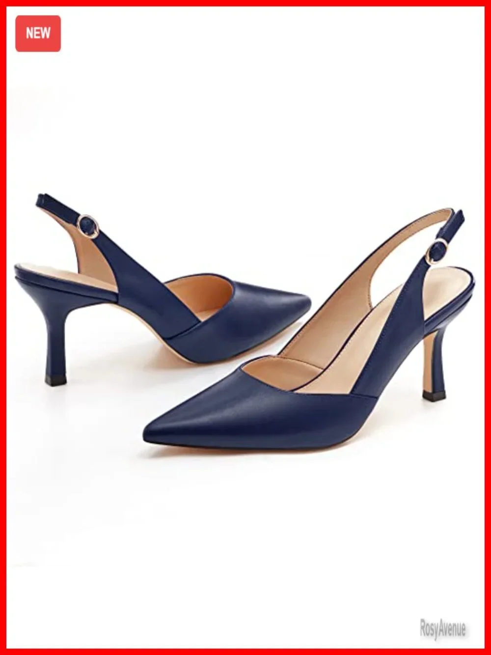 Faux Leather Slingback Kitten Heels Closed Toe Wedding Pumps